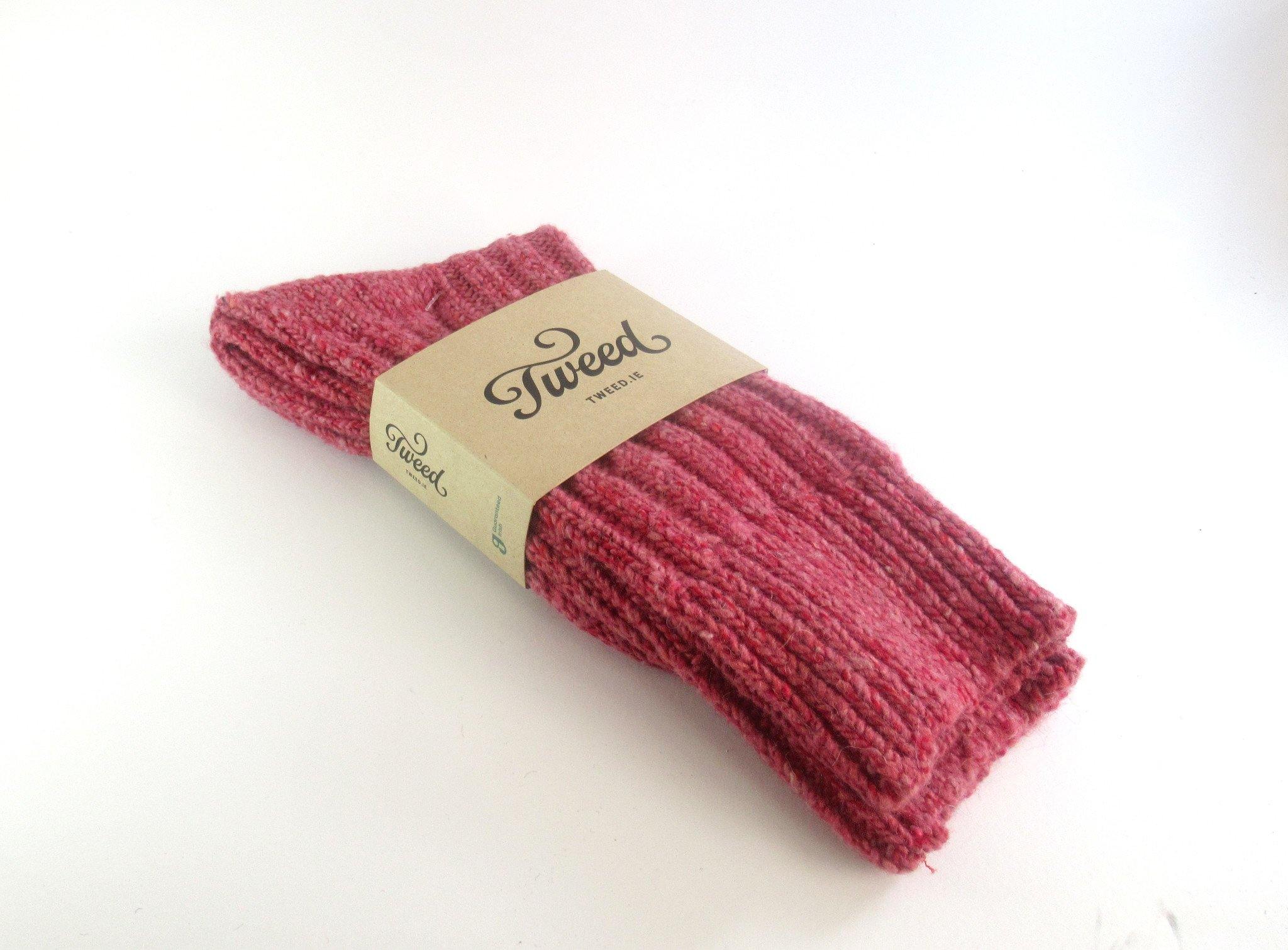 Donegal Wool Socks - Pink - Tweed.ie