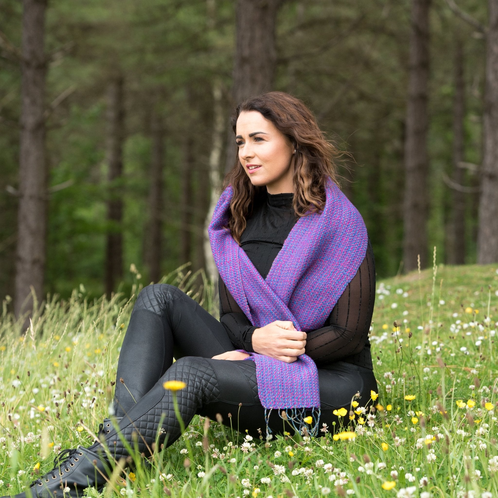Handwoven Donegal Tweed Scarf | Lilac - Tweed.ie