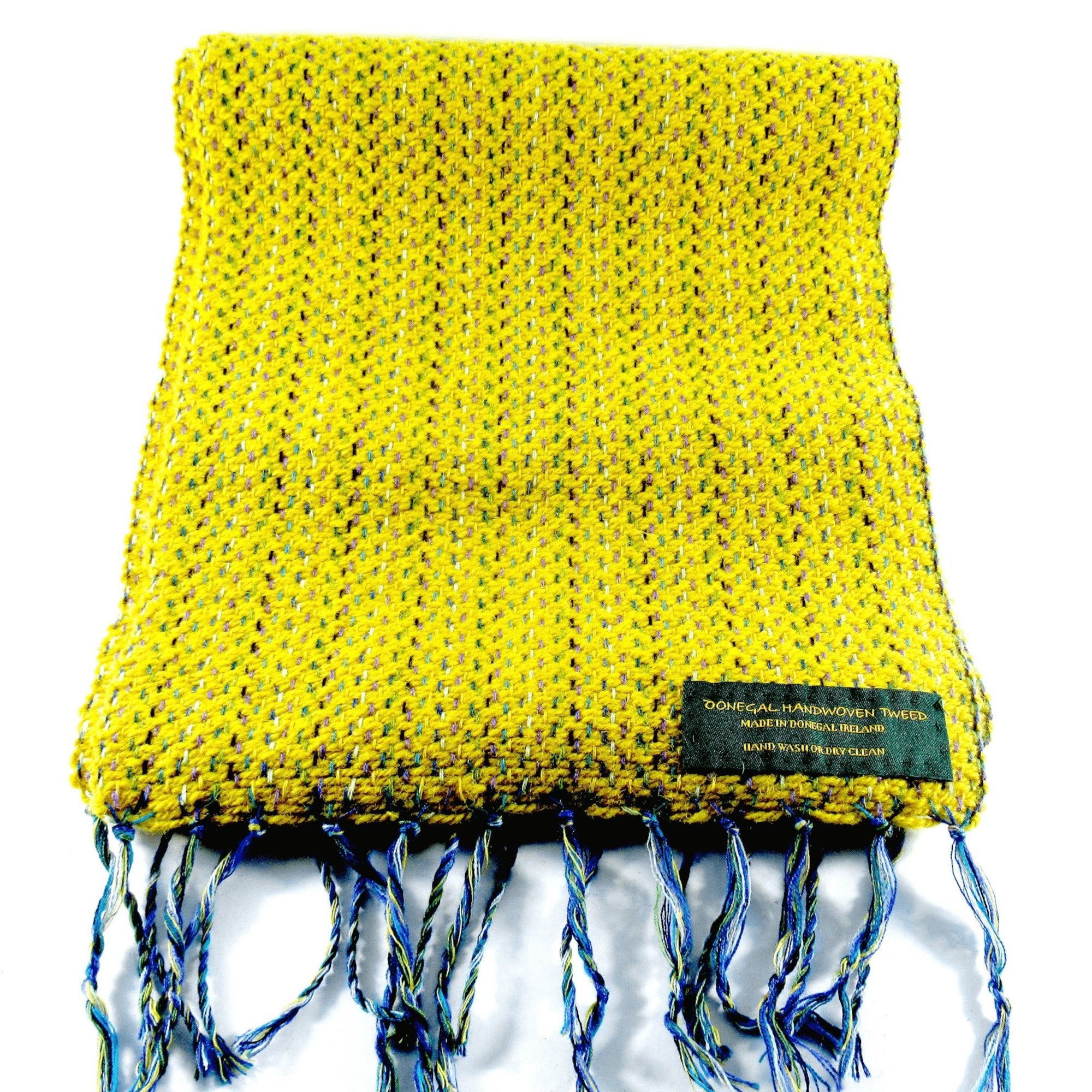 Handwoven Donegal Tweed Scarf - Yellow - Tweed.ie